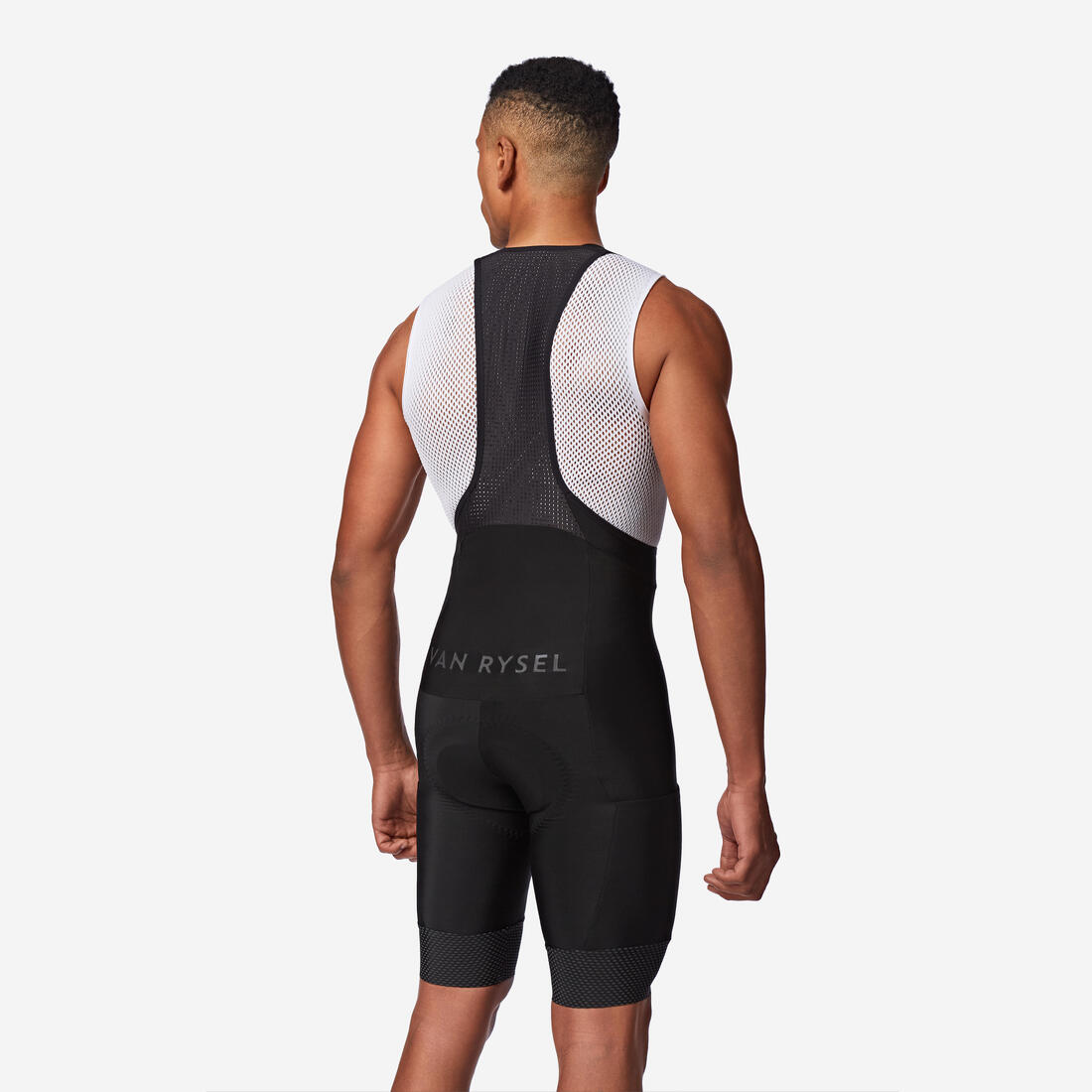 Cuissard court à bretelles de vélo de route temps frais homme, RCR 2 noir