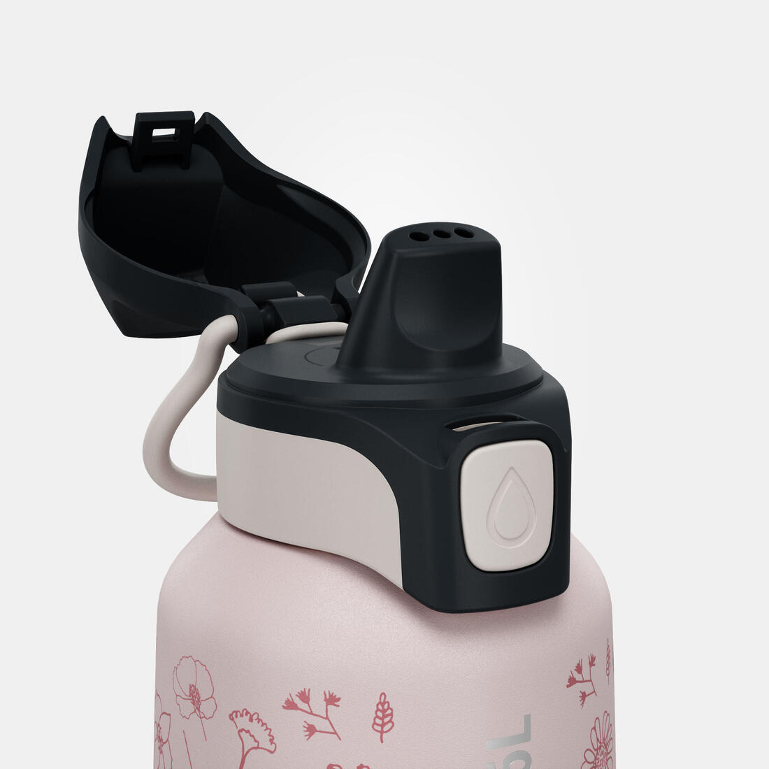 Gourde inox enfant 0,6L avec bouchon instantané, composée à 75% d'acier recyclé