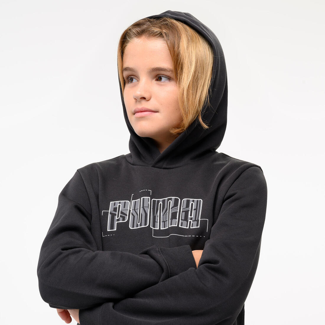 Sweat à capuche imprimé enfant – noir
