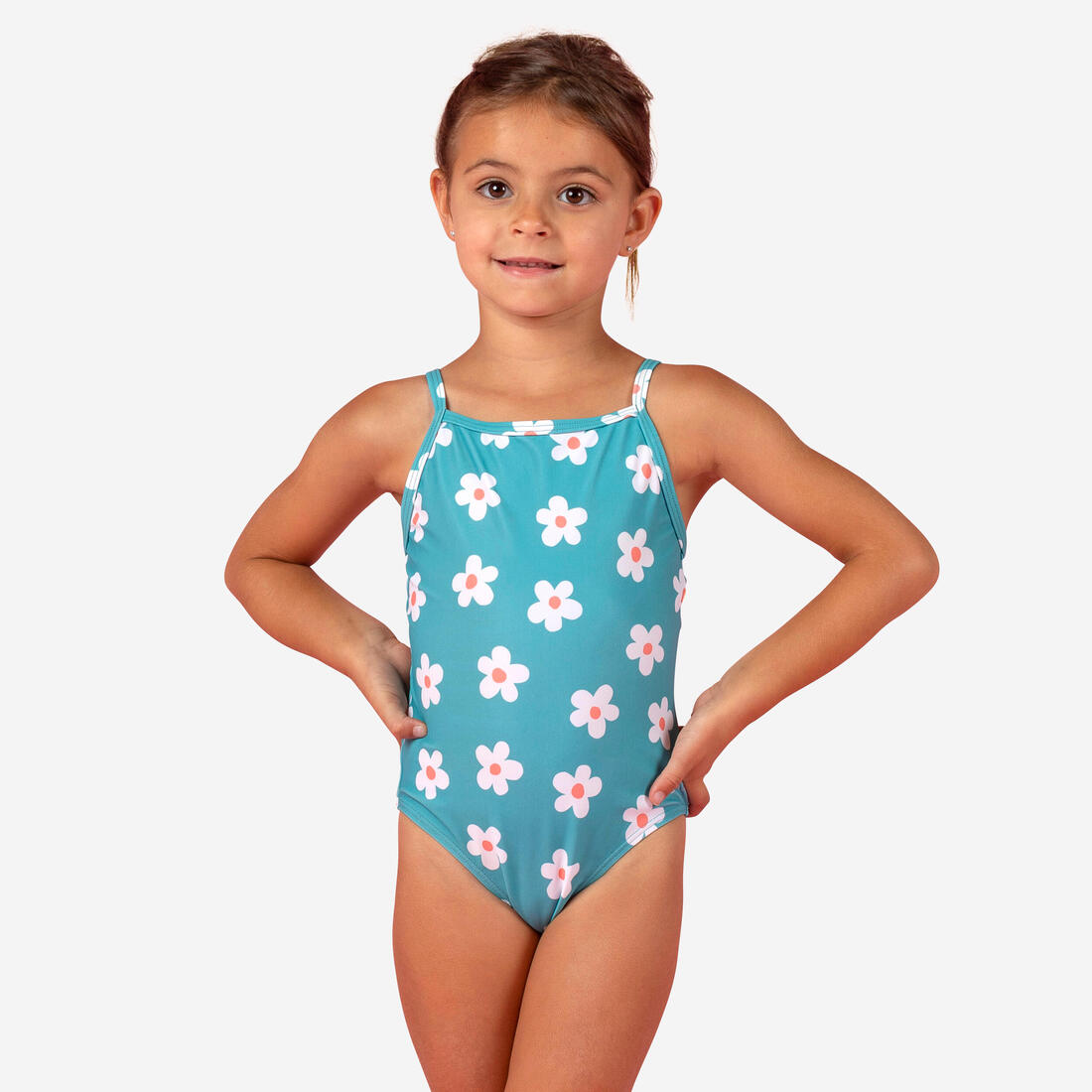 Maillot de bain bébé fille une pièce rose avec imprimé fruits – bleu gris