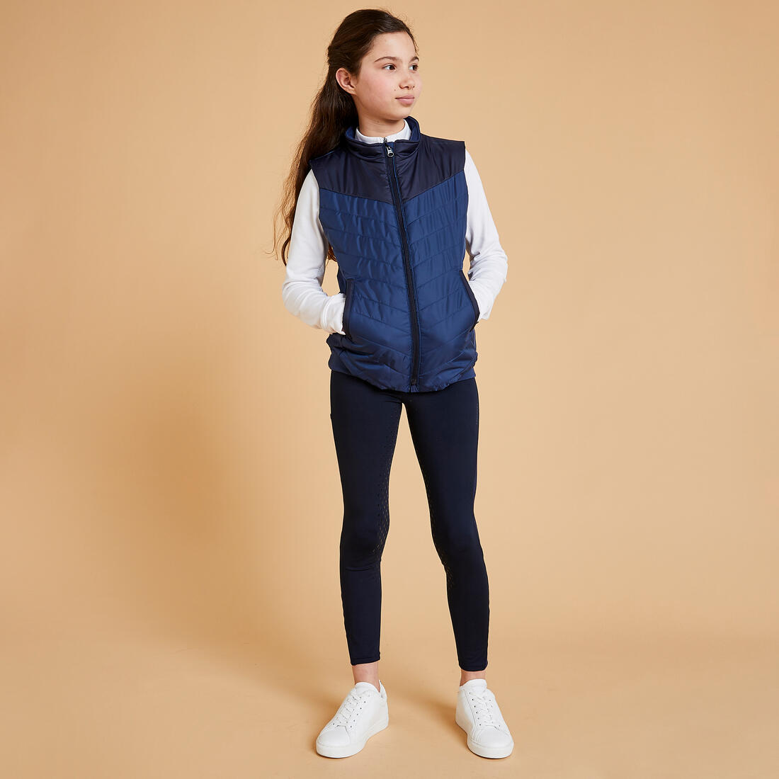 Doudoune équitation sans manches Enfant - 500 bleu turquin et marine