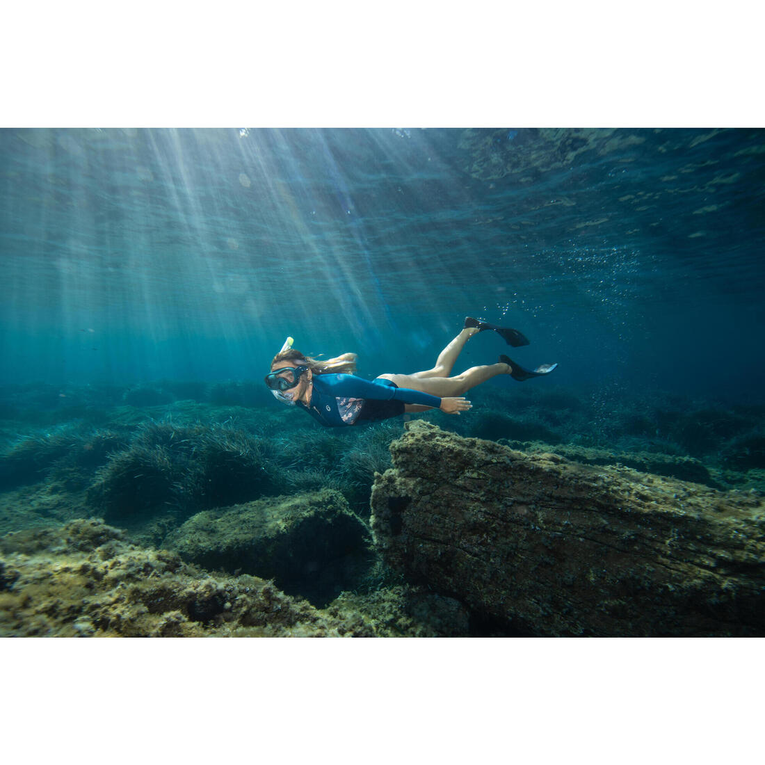 Kit de snorkeling masque 100 COMFORT tuba DRYTOP Adulte Vert avec sac