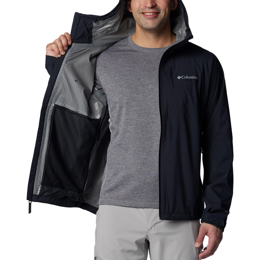 Veste imperméable de randonnée homme, Columbia Razorback noire