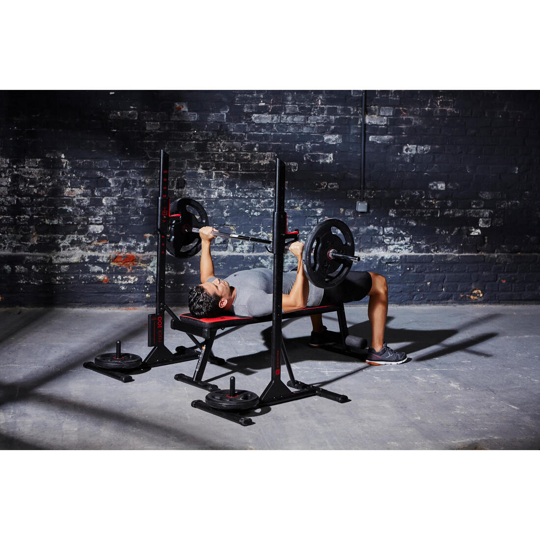 Disque musculation en caoutchouc 1,25kg 28mm, fonte en partie recyclée