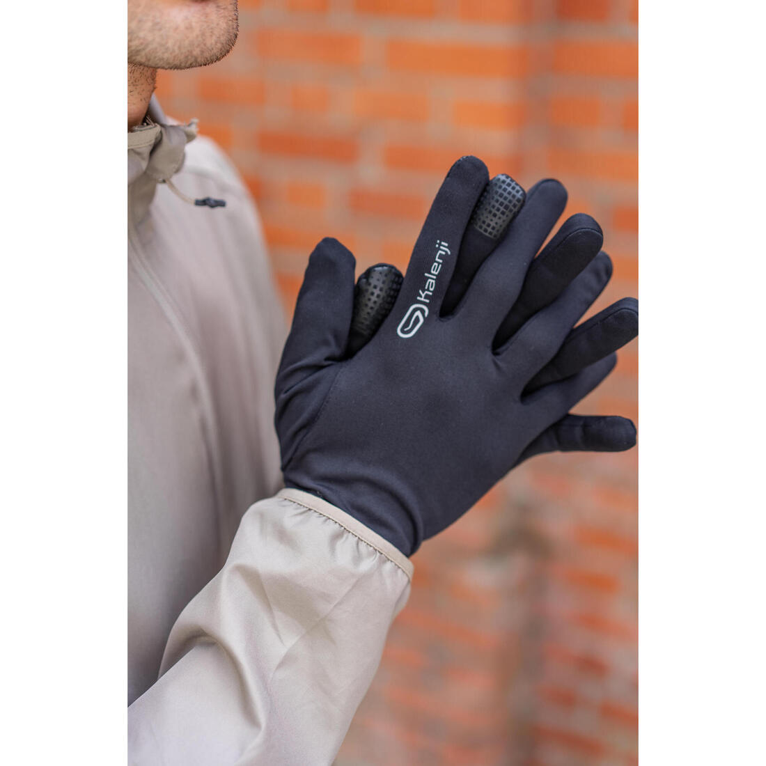 Gants de running tactiles Homme Femme- KIPRUN Warm 100 noir
