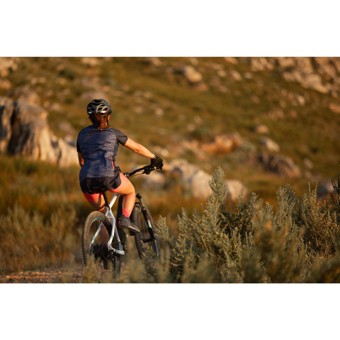 MAILLOT MANCHES COURTES VELO VTT ST 100  FEMME MARINE