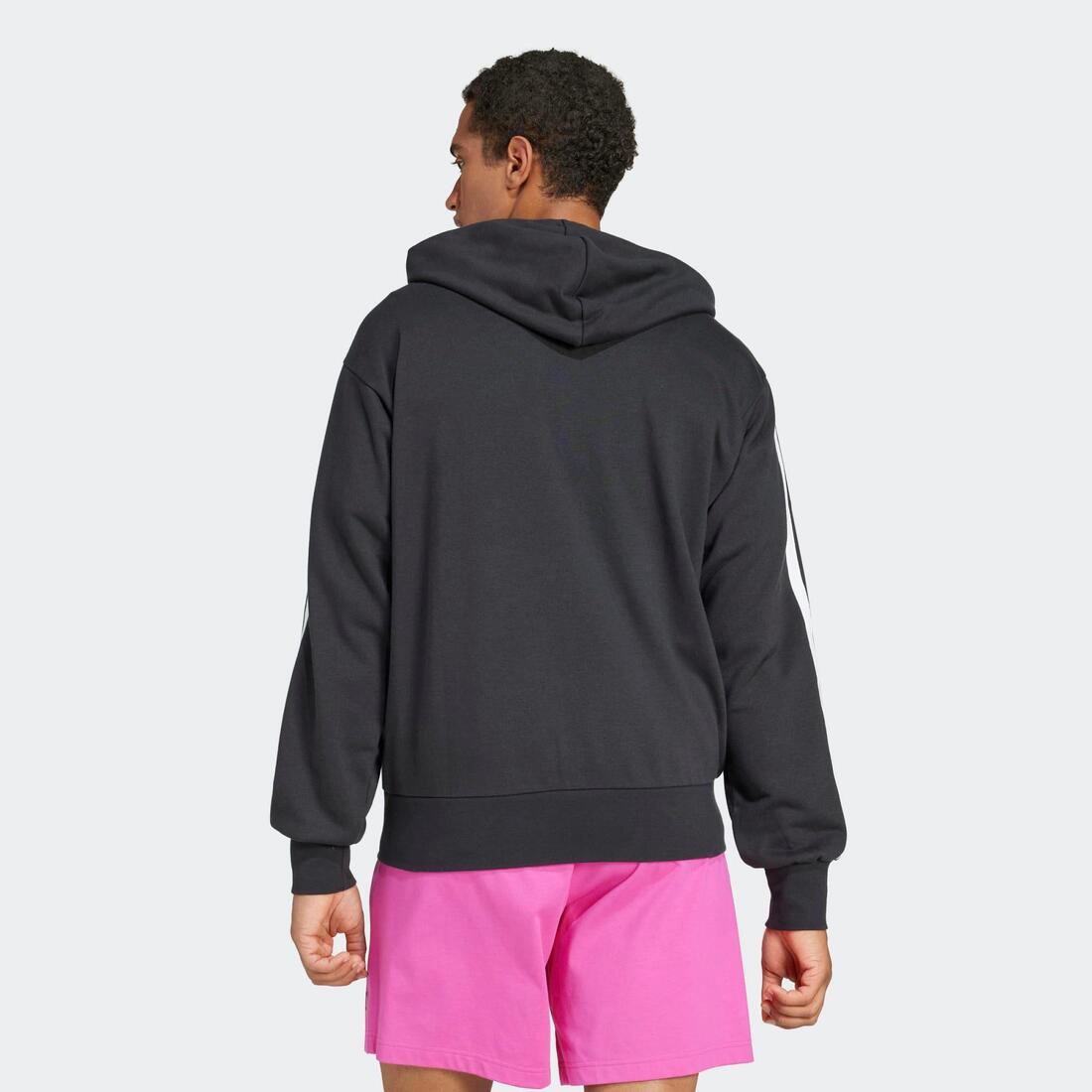 Sweat-shirt zippé à capuche en coton pour homme, noir