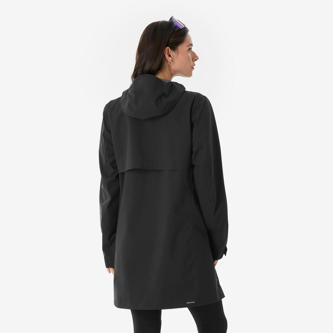 Veste de randonnée imperméable légère longue femme, MH100