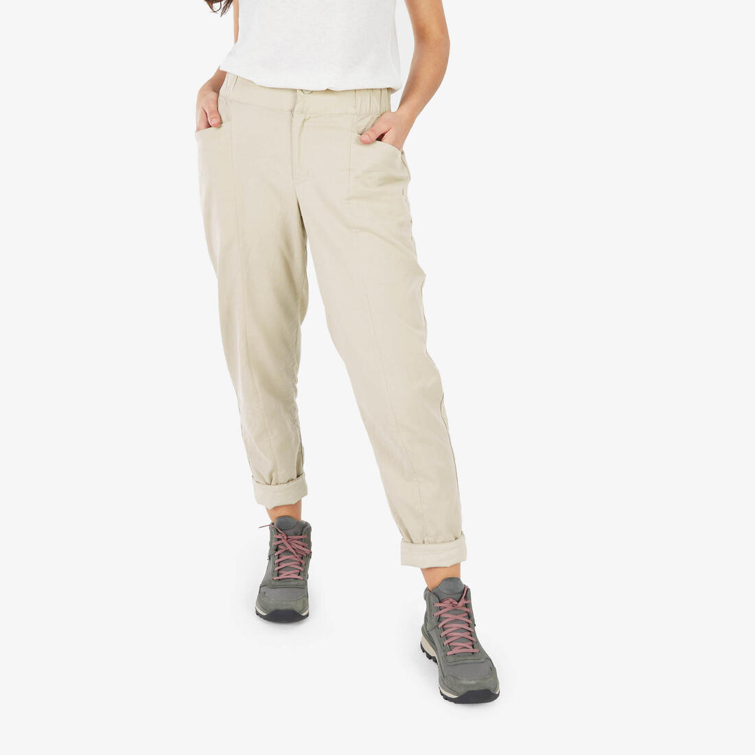 Pantalon de randonnée en lin femme, NH500