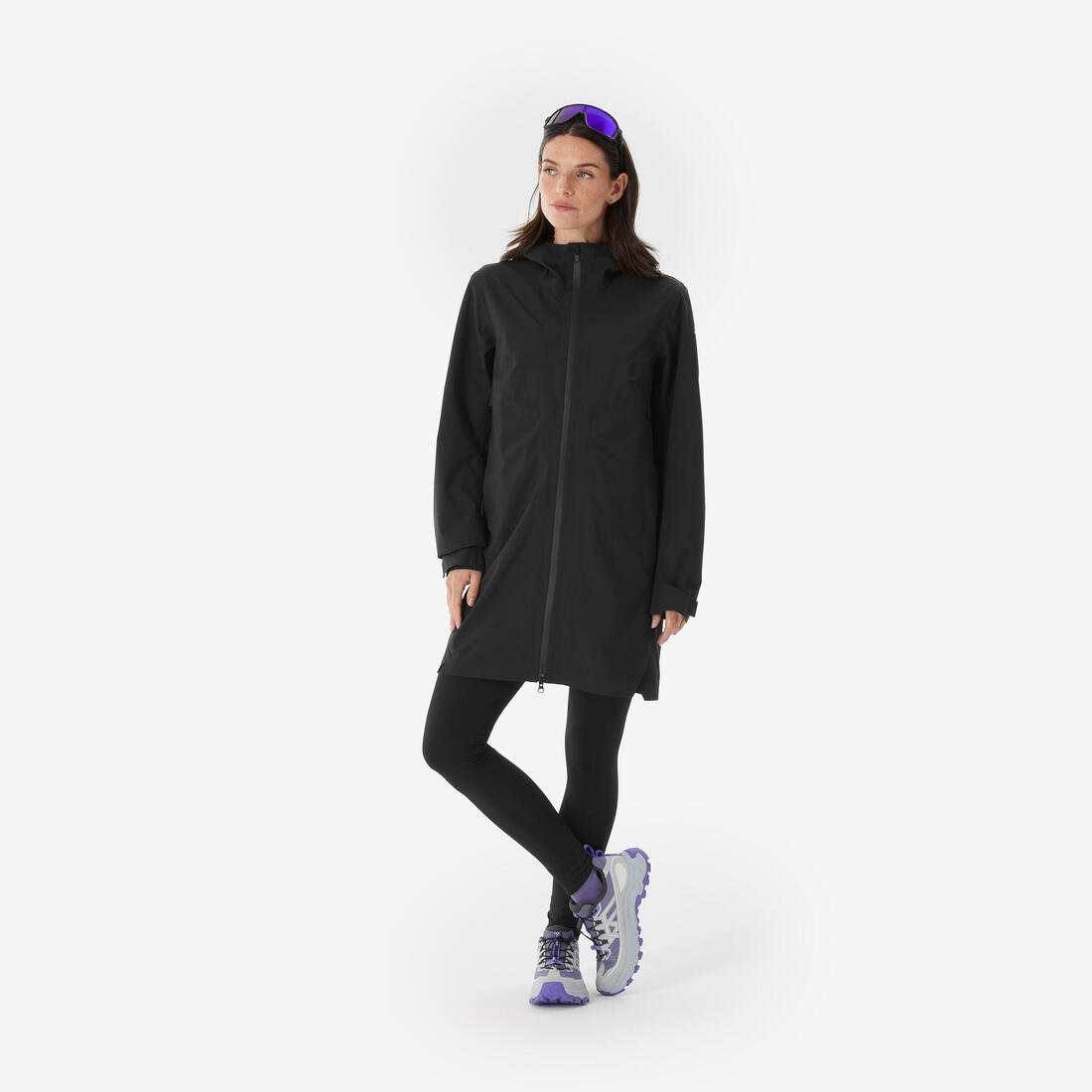 Veste de randonnée imperméable légère longue femme, MH100