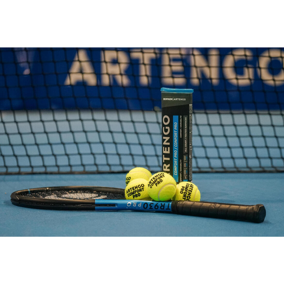 Balle de tennis polyvalente tube de 4, Kuikma all court pro