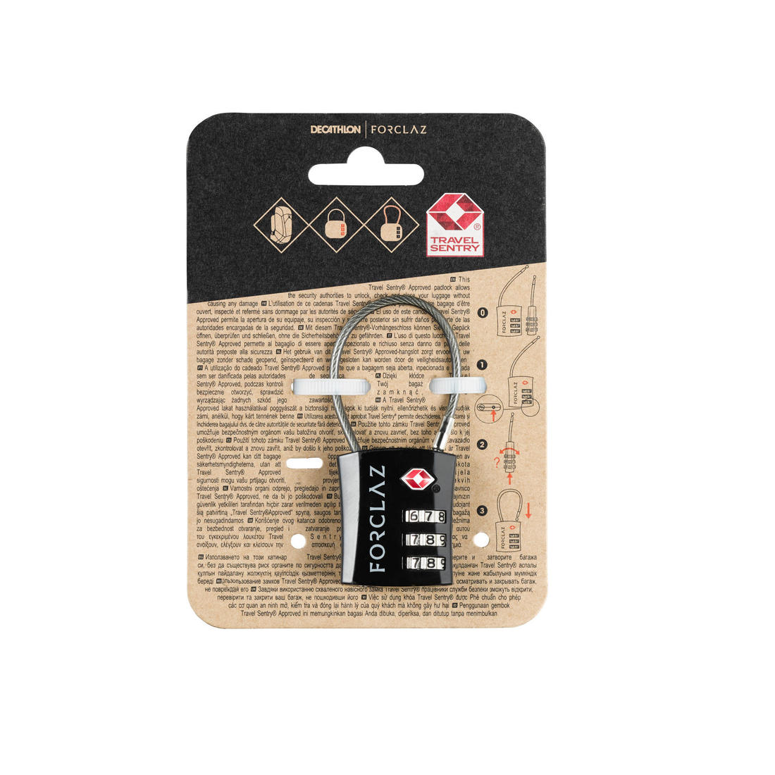 Cadenas à code de voyage câble, Travel TSA noir