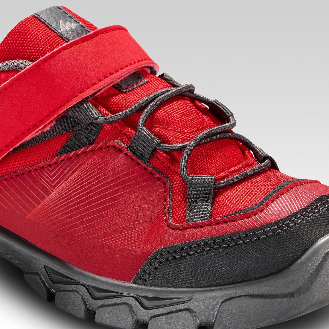 Chaussures de randonnée enfant avec scratch MH120 LOW grises et vertes 28 AU 34