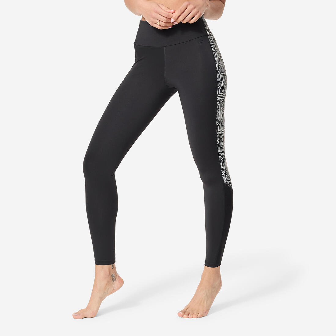 BAS DE MAILLOT DE BAIN LEGGING AQUAGYM-AQUABIKE FEMME NOIR IMPRIME