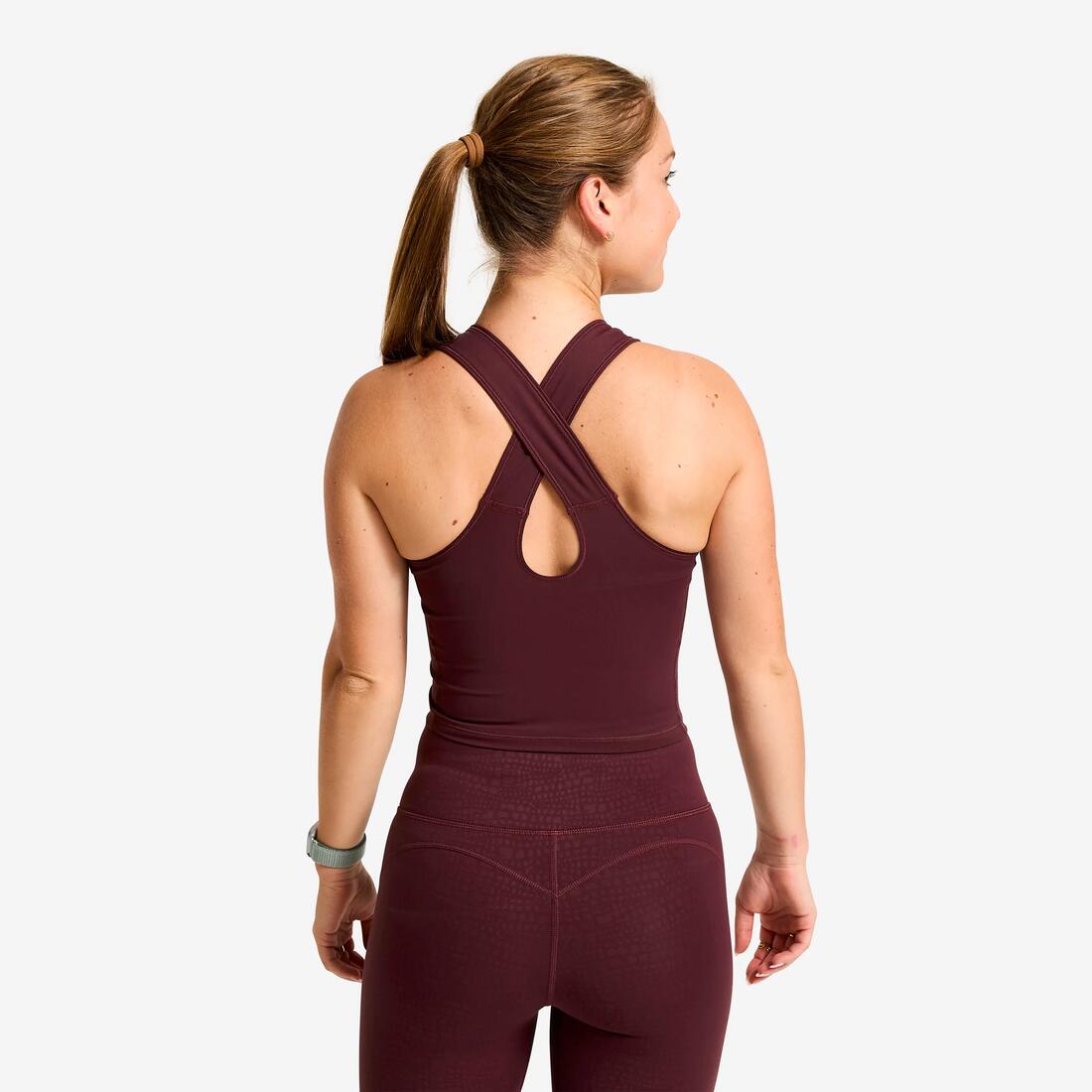 Débardeur de sport court galbant femme foncé