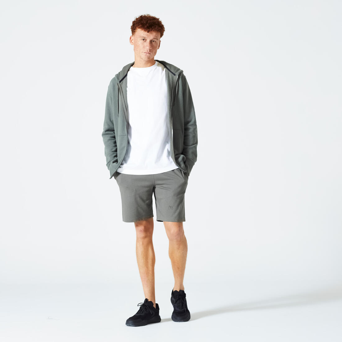 Sweat zippé à capuche de fitness en molleton homme