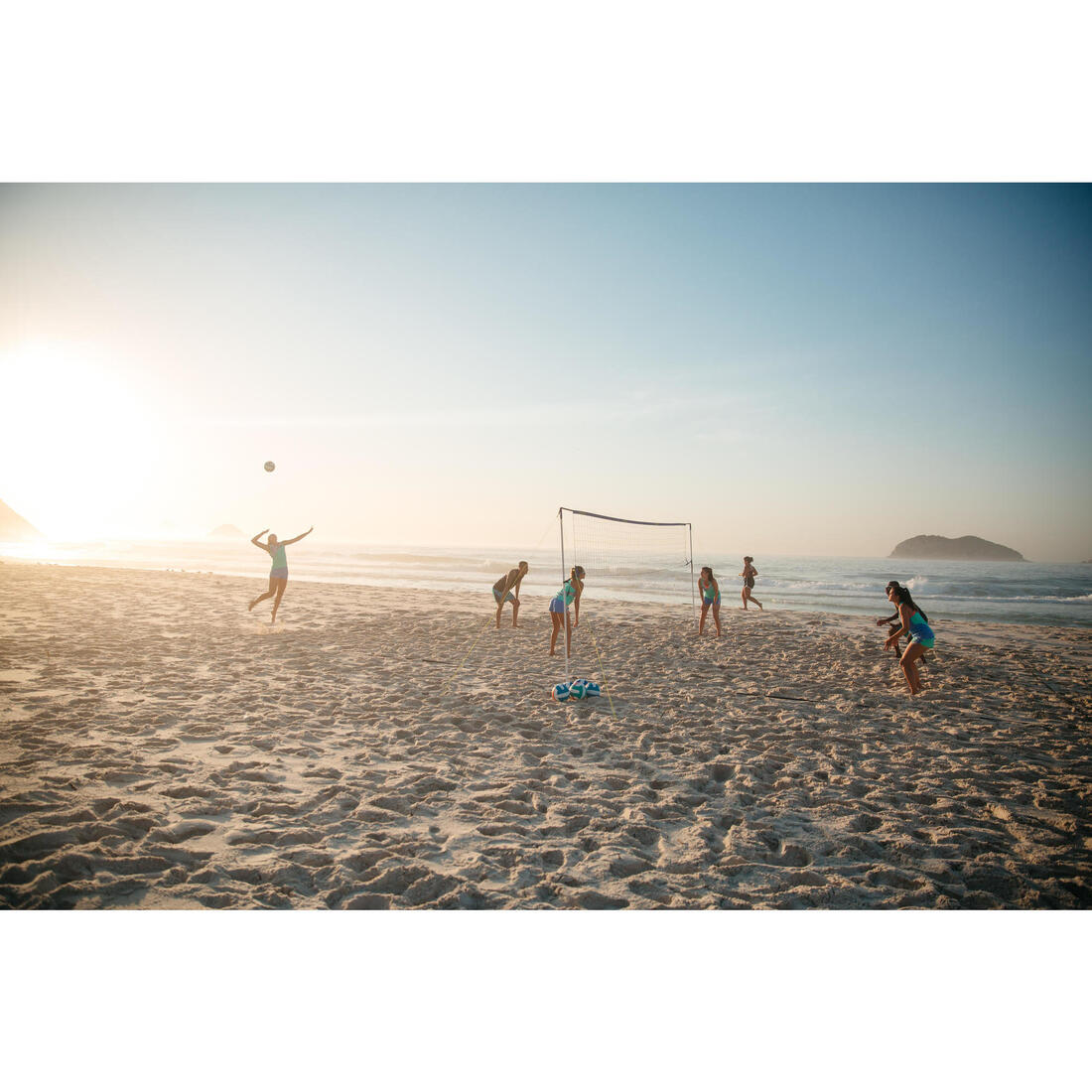 Set (filet et poteaux) de beach volley loisir bv 500 (6m) bleu