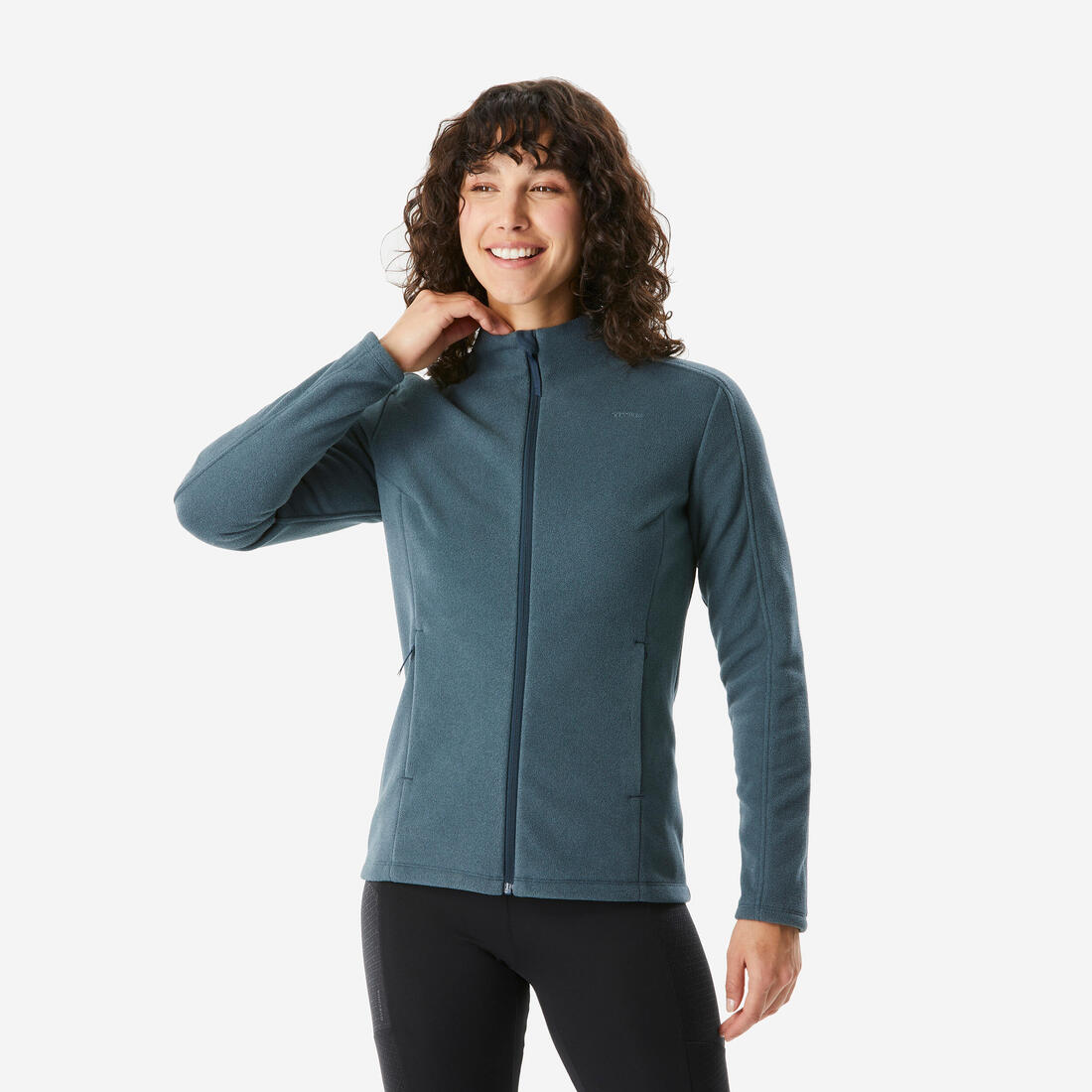 Polaire de randonnée montagne femme, MH500 full zip – vert cendré