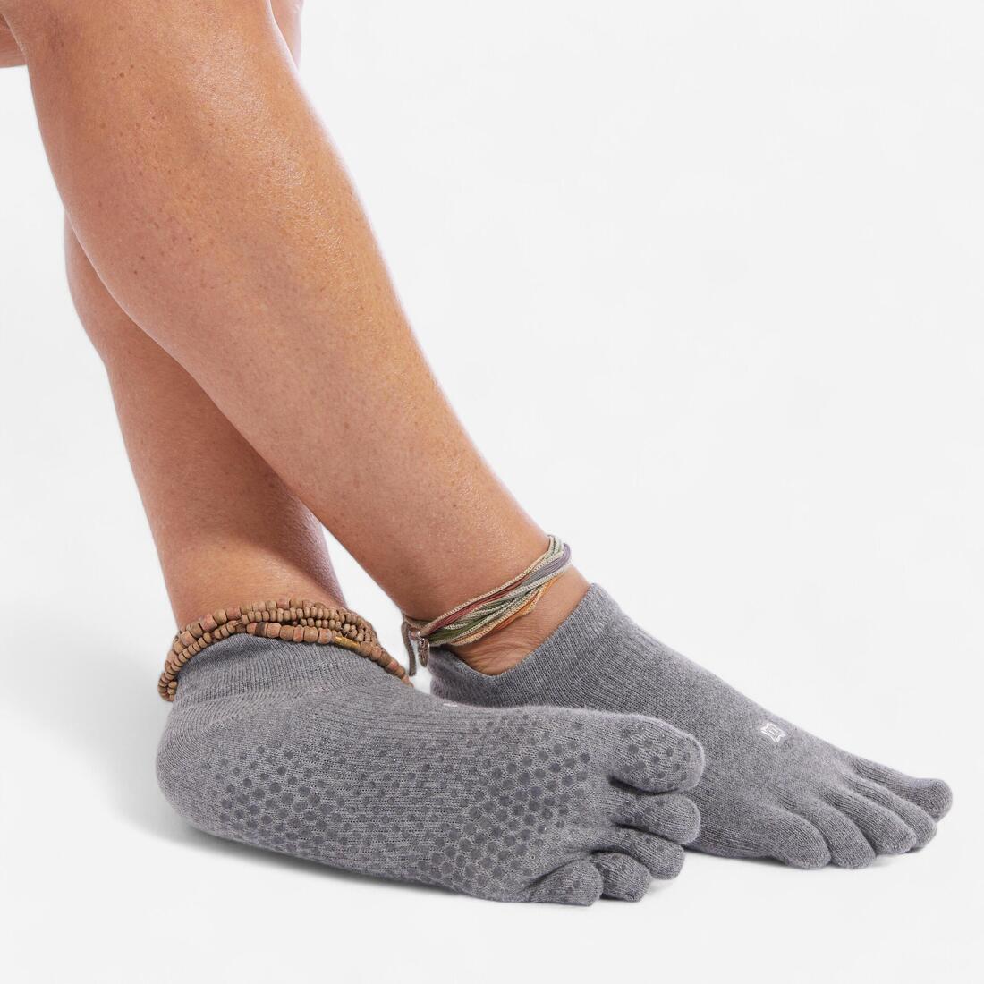 CHAUSSETTES YOGA 5 DOIGTS ANTIDERAPANTES GRIS CHINE