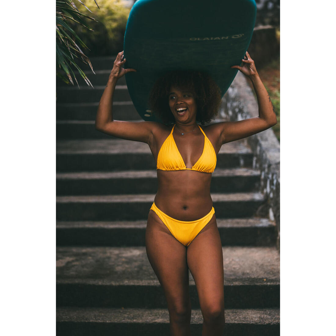 Culotte tanga lulu unie rose côtelé très échancrée