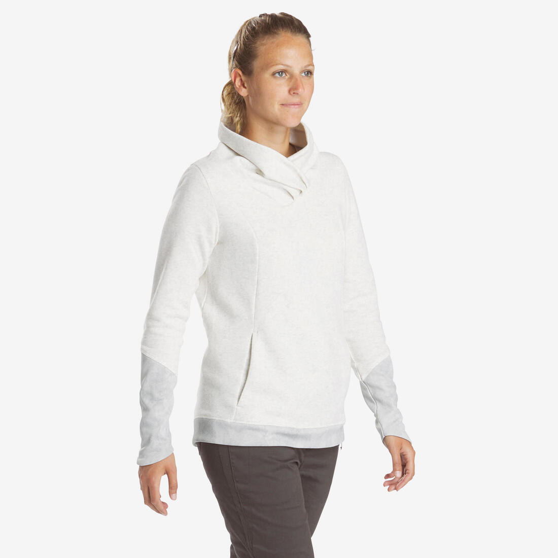 Pull de randonnée nature - NH500 - Femme – gris clair