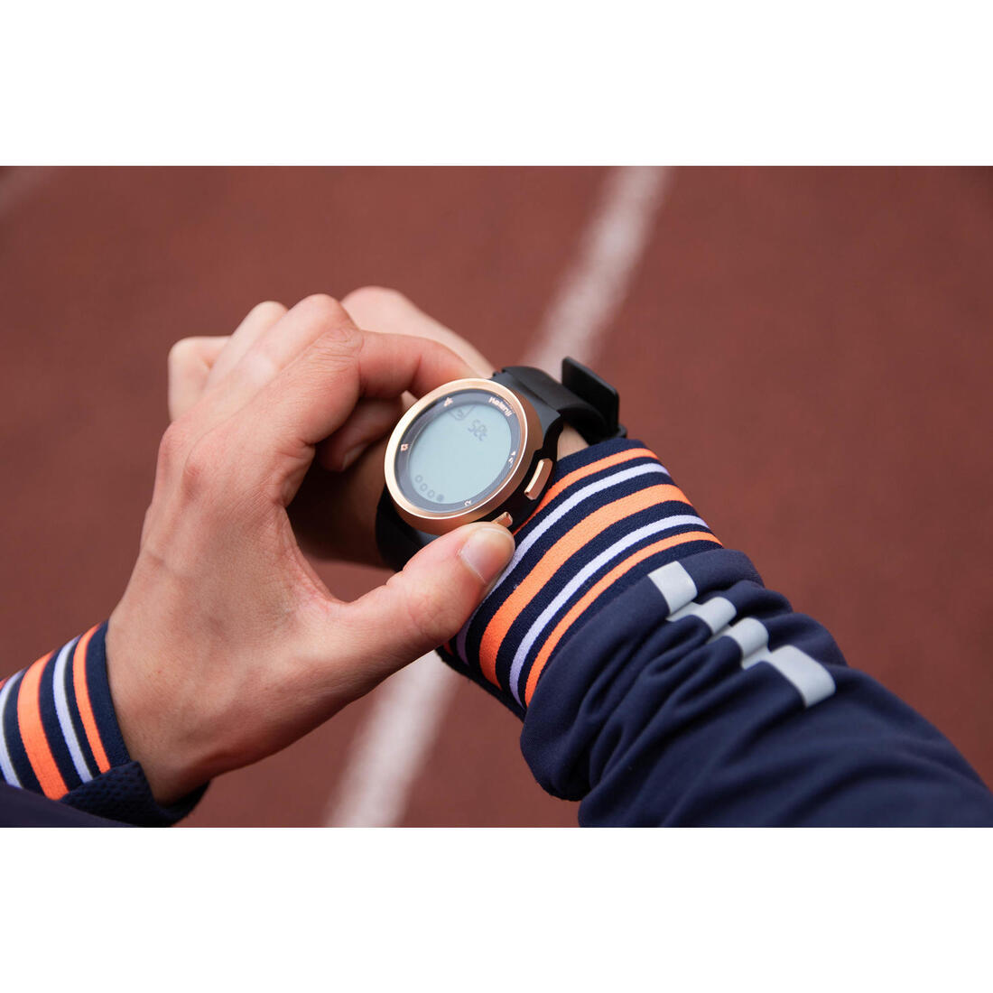 Montre chronomètre de course à pied homme W900 noire écran reverse