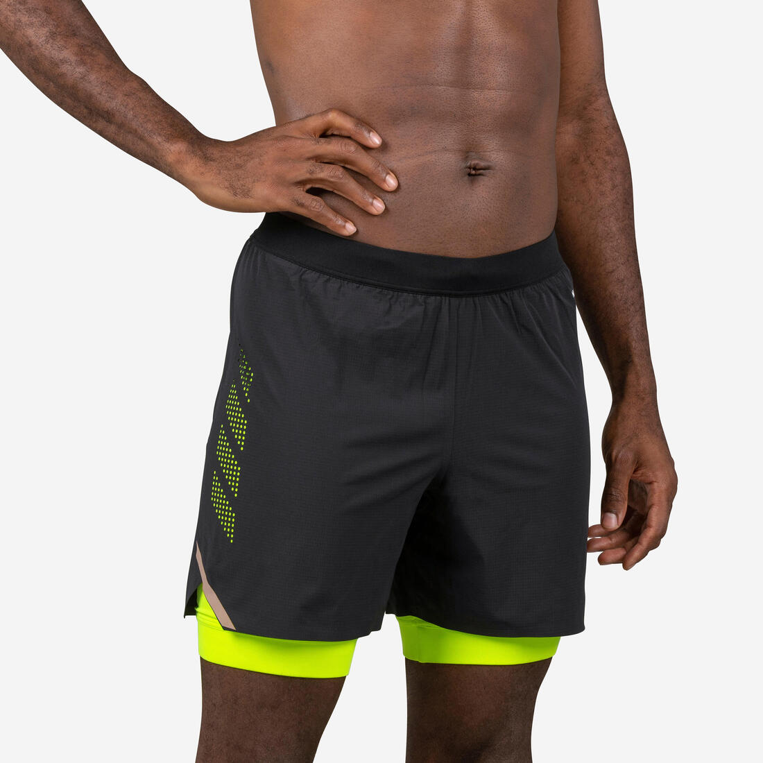 Jammer-Short de Natation Homme 500 Fiti - Noir / Jaune / Beige – noir