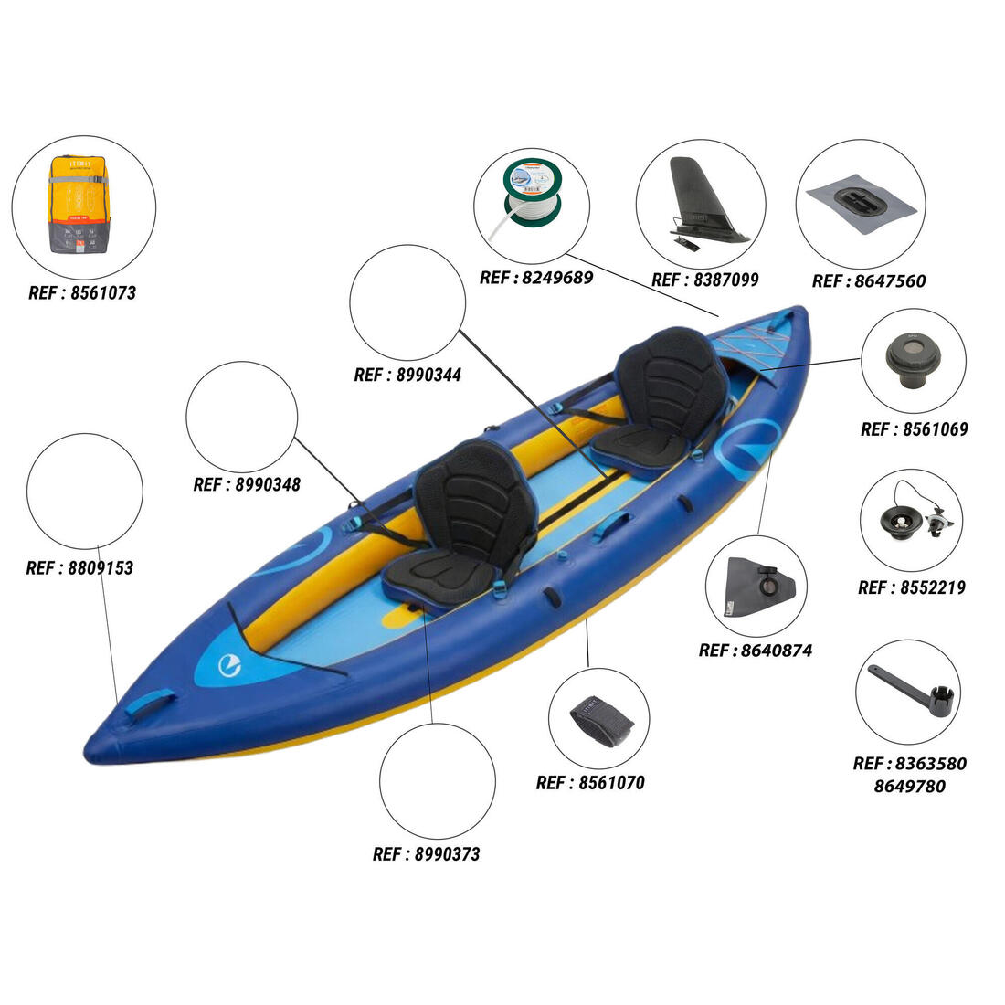 Canoë kayak gonflable de randonnée 1-2 places, Tribord 100 Confort