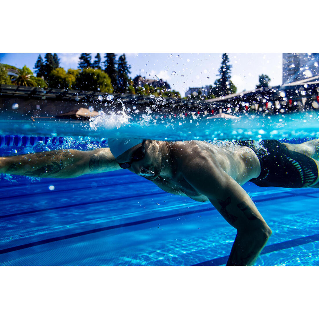 Lunettes de natation Taille Unique - Bfit blanc teintés bleus - Nouvel anti-buée