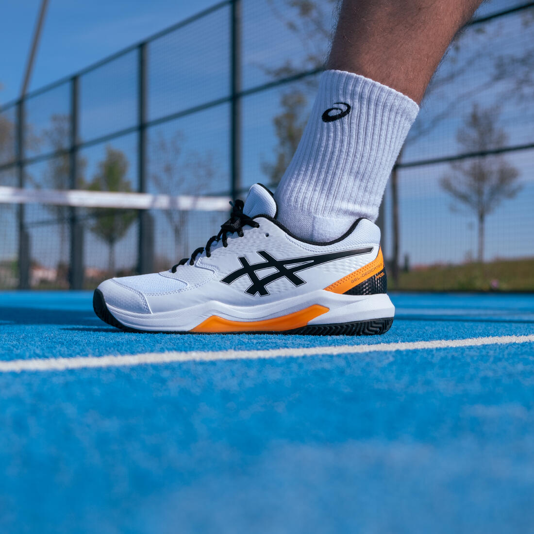 Chaussures de padel Homme - Asics Gel Dedicate 8 blanc orange