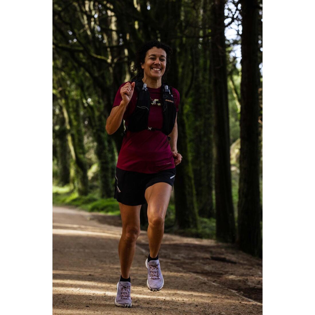 Short de trail running baggy femme noir