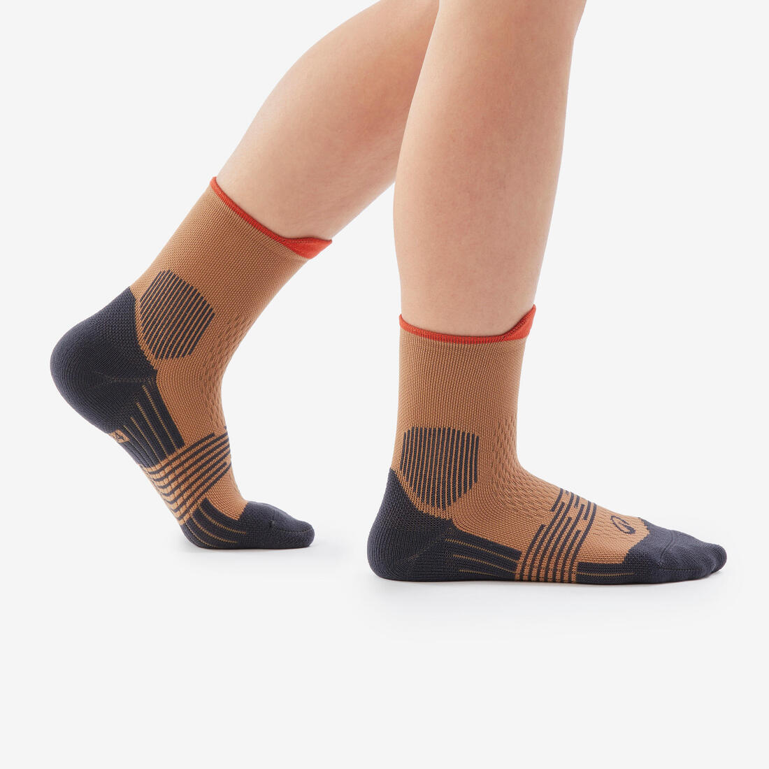 Chaussettes de randonnée enfant (lot 2 paires), HIKE500 Mid marron et