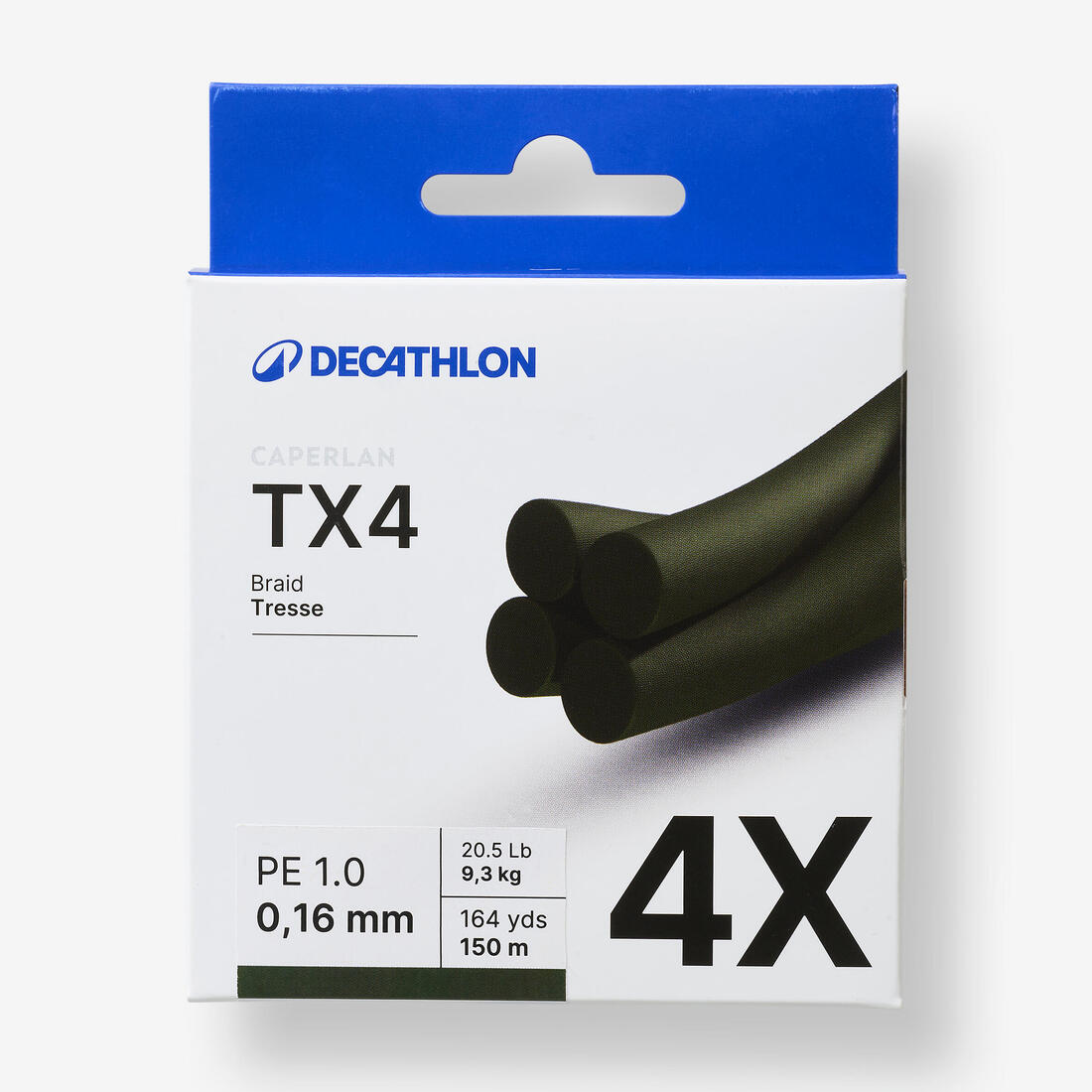 Tresse pêche aux leurres 4 brins TX4 Kaki