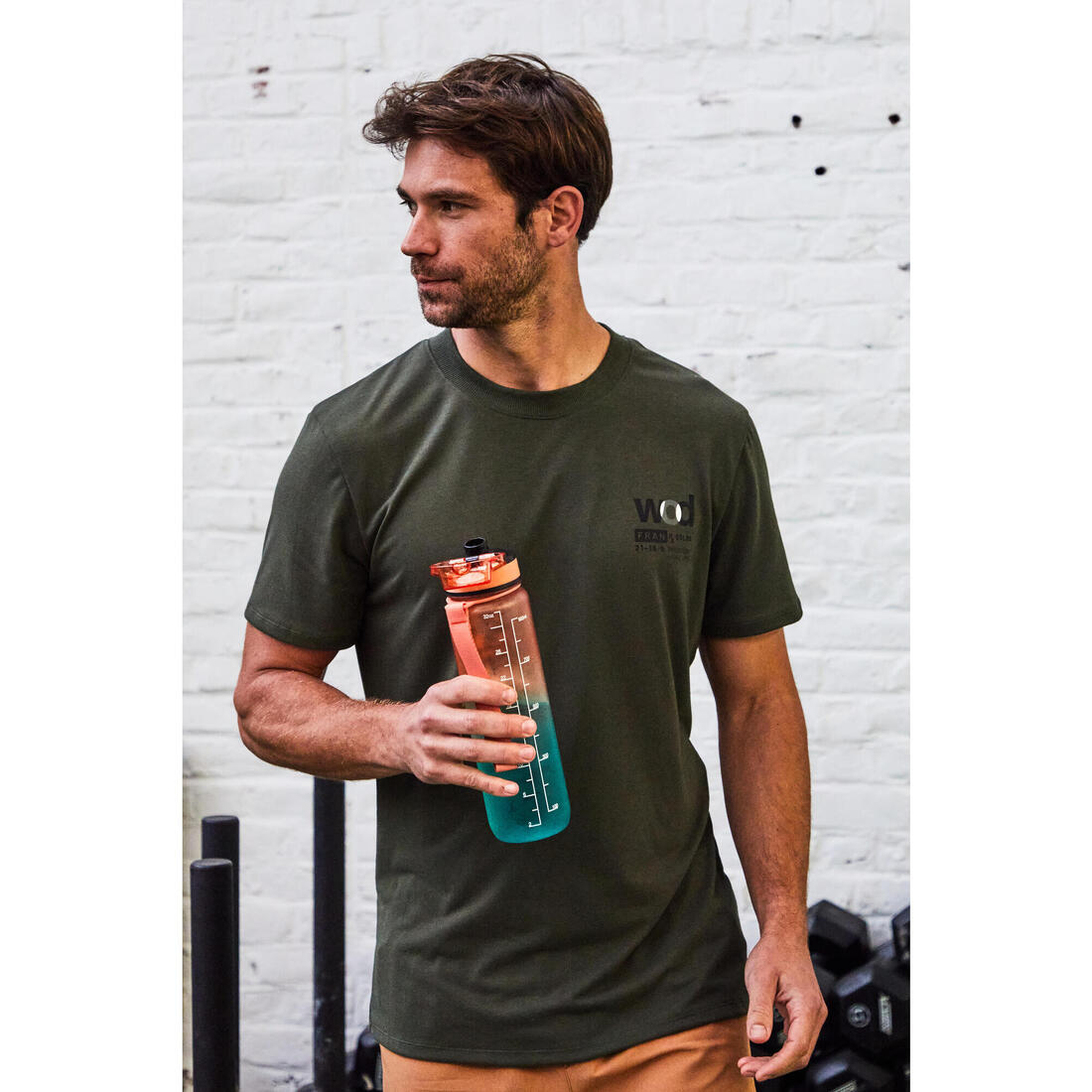 Gourde de fitness motivation 1 litre -  orange vert