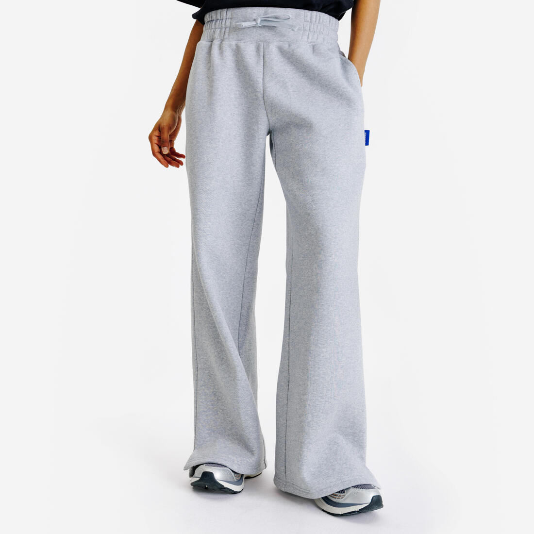 Pantalon jogging droit femme, Elementals, gris chiné