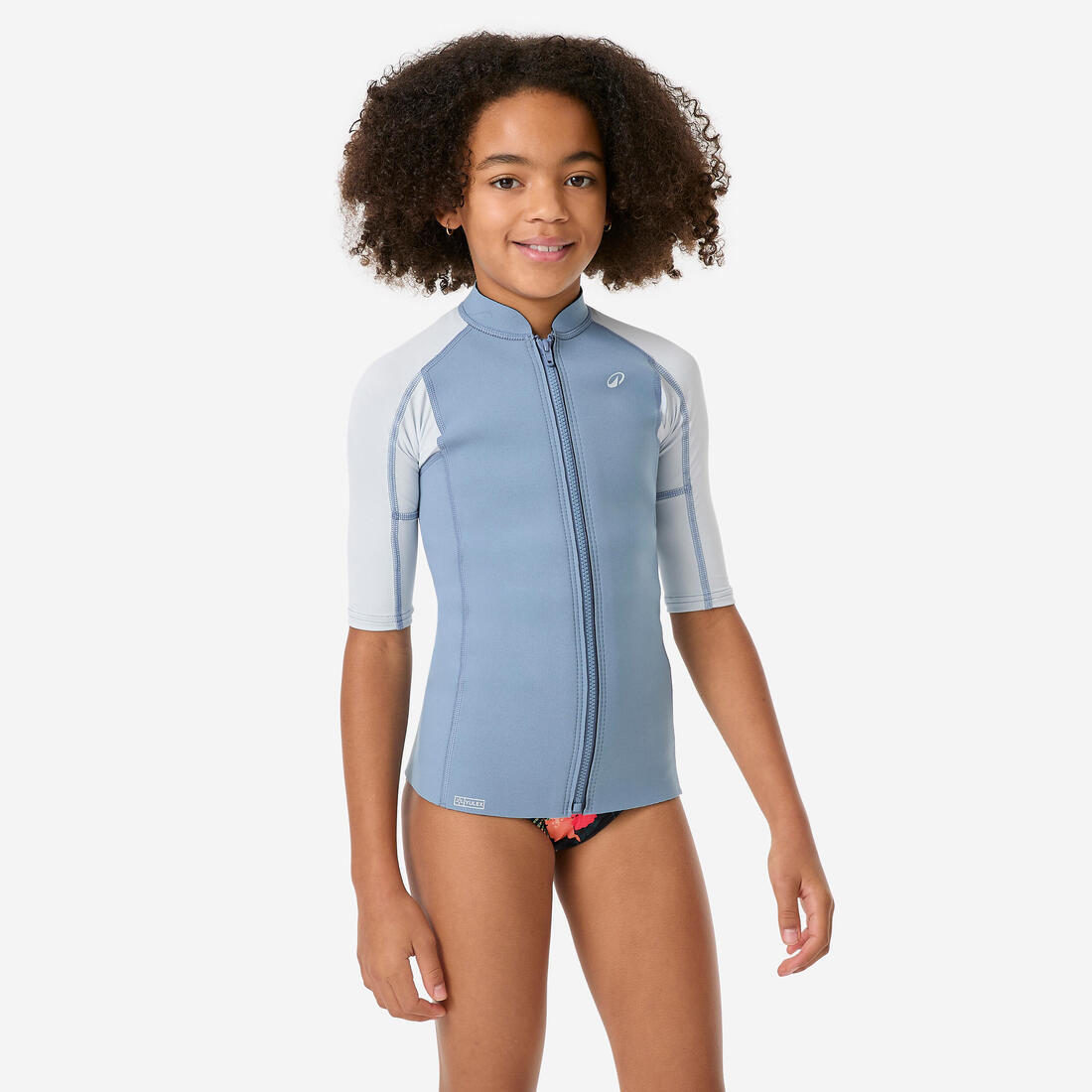 Top snorkeling manches courtes Enfant caoutchouc naturel Yulex 1.5mm, bleu