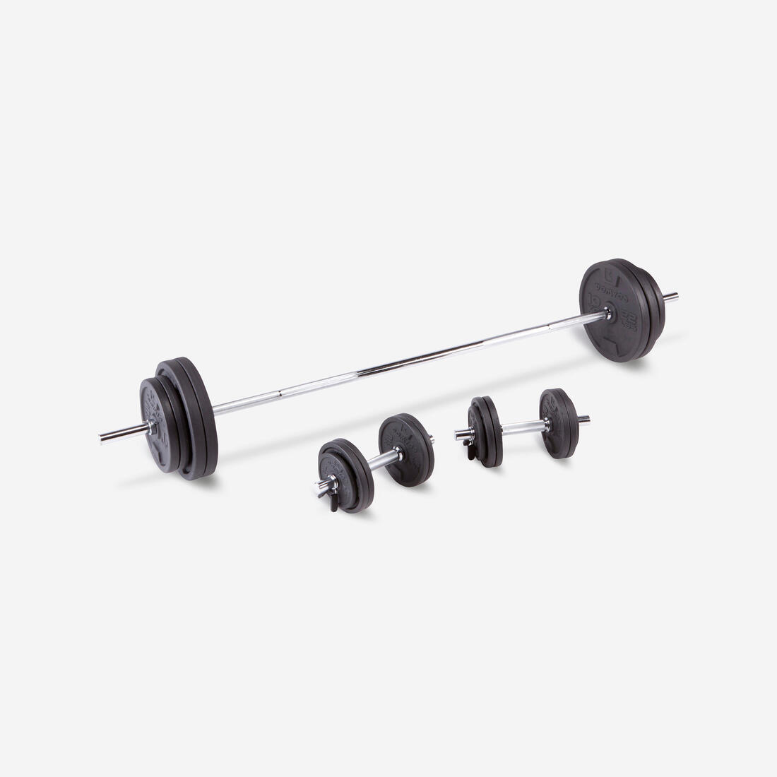Kit haltères et barres 93 kg musculation – noir