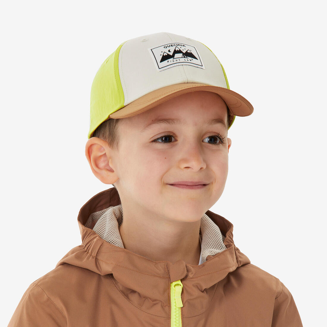 Casquette de randonnée enfant, MH100 kid beige bleue