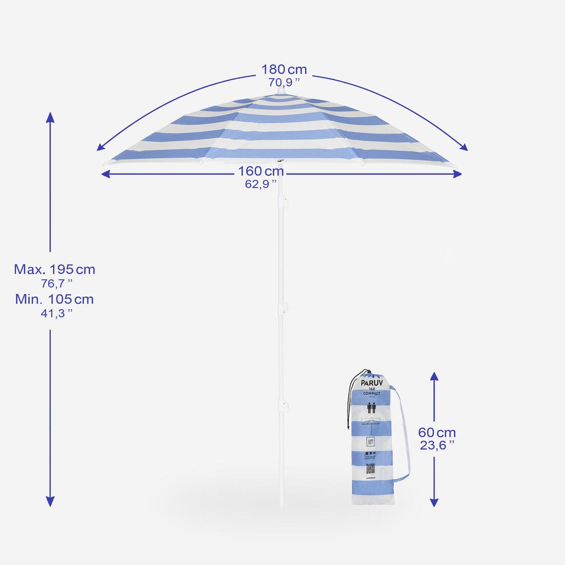 Parasol de plage compact 2 places upf 50+