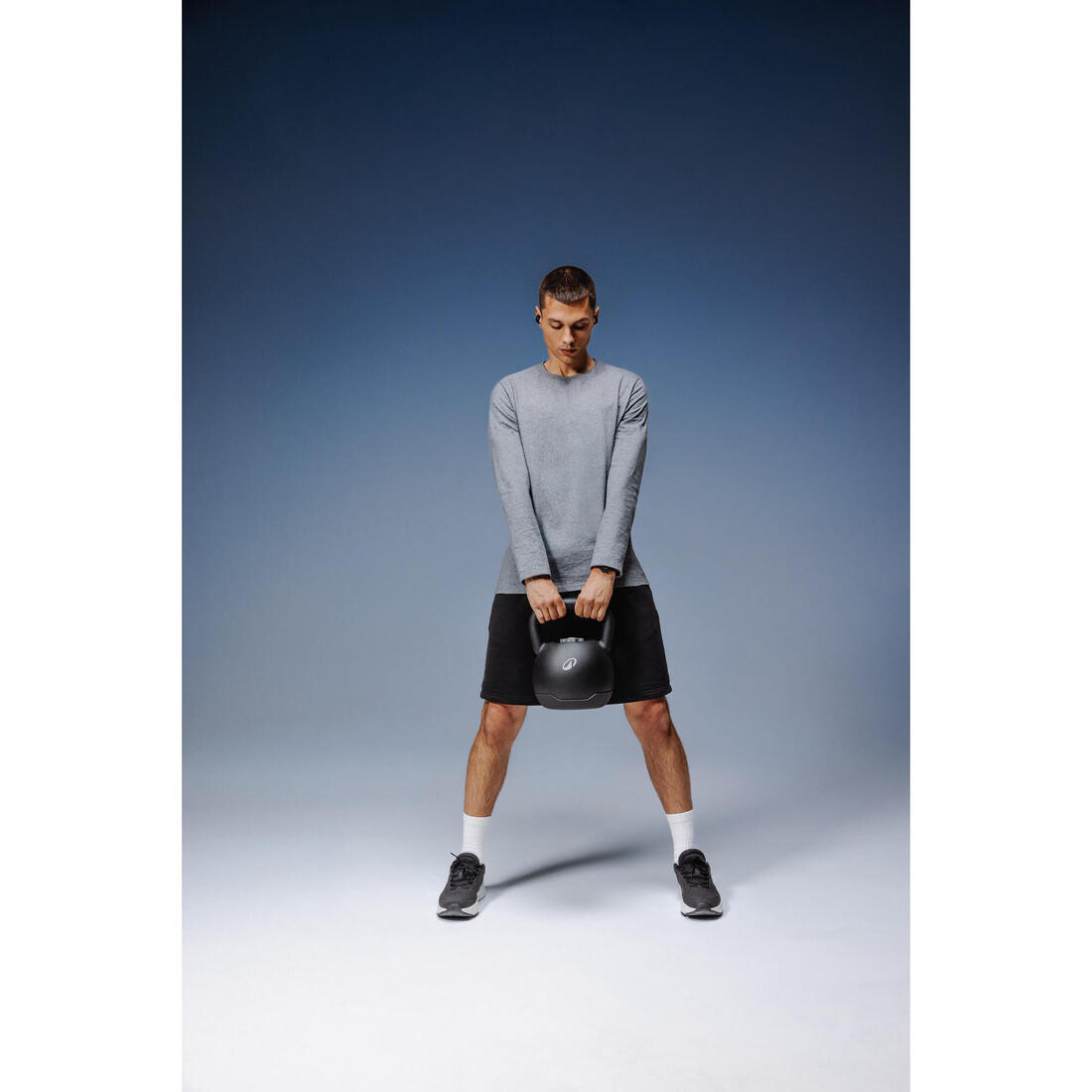 T-shirt fitness manches longues slim coton col rond homme
