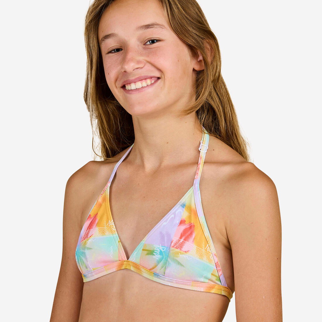 HAUT DE MAILLOT DE BAIN FILLE TRIANGLE TEA 100 – jaune