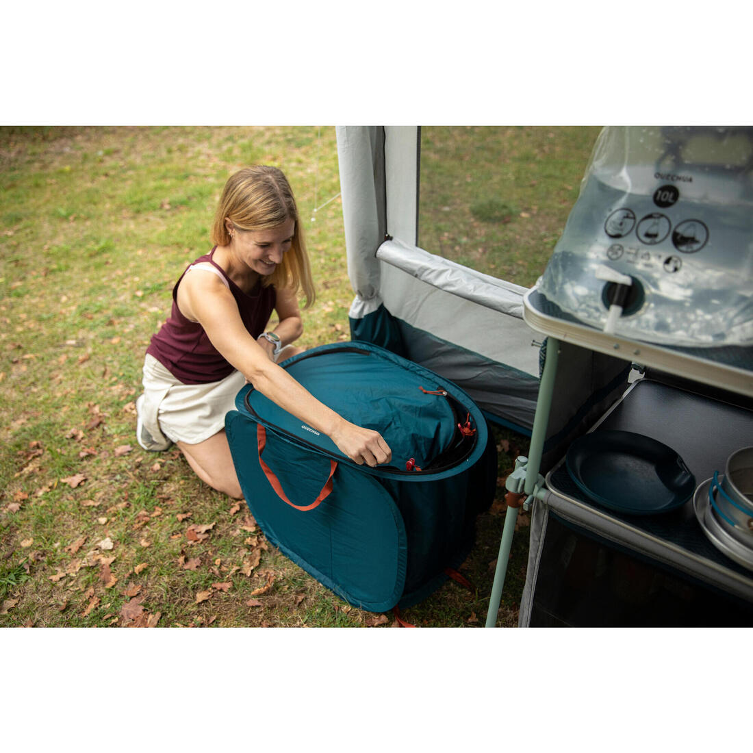 POUBELLE DE TRI DE CAMPING - 3 COMPARTIMENTS - 80 LITRES
