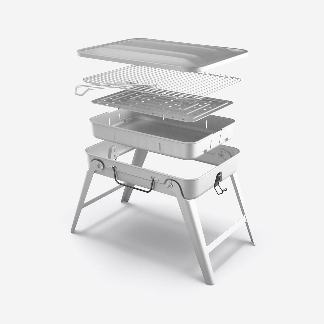 Barbecue portable L de camping pour 4 personnes, à bois, charbon et briquette