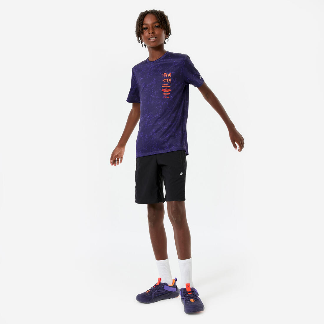 T-shirt multisport respirant enfant, violet foncé