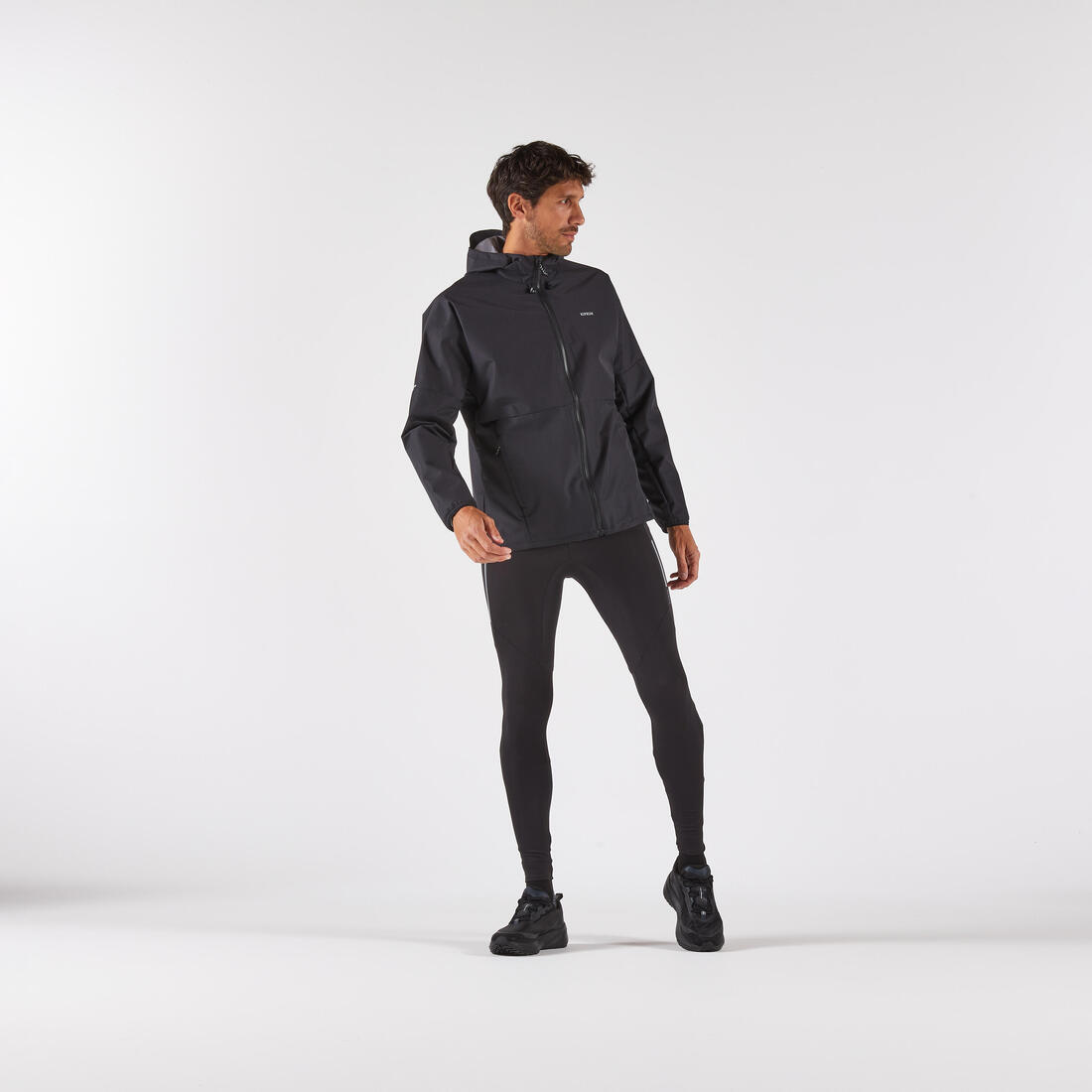 Veste imperméable run 100 homme noire
