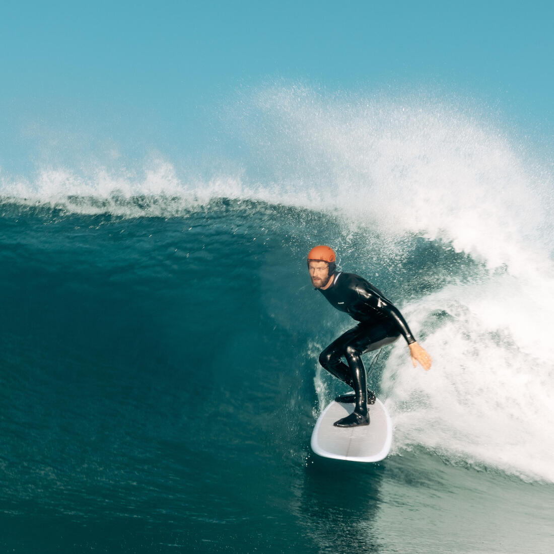 Planche de surf hybride en résine 7' 49L avec 3 ailerons - beige