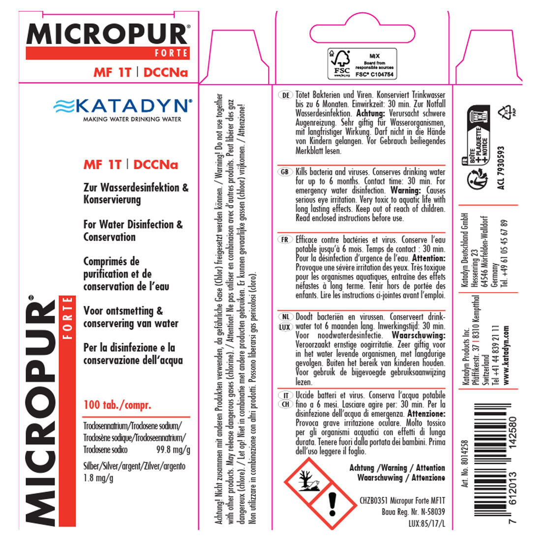 Comprimés purificateurs eau trekking randonnée bivouac micropur forte x100