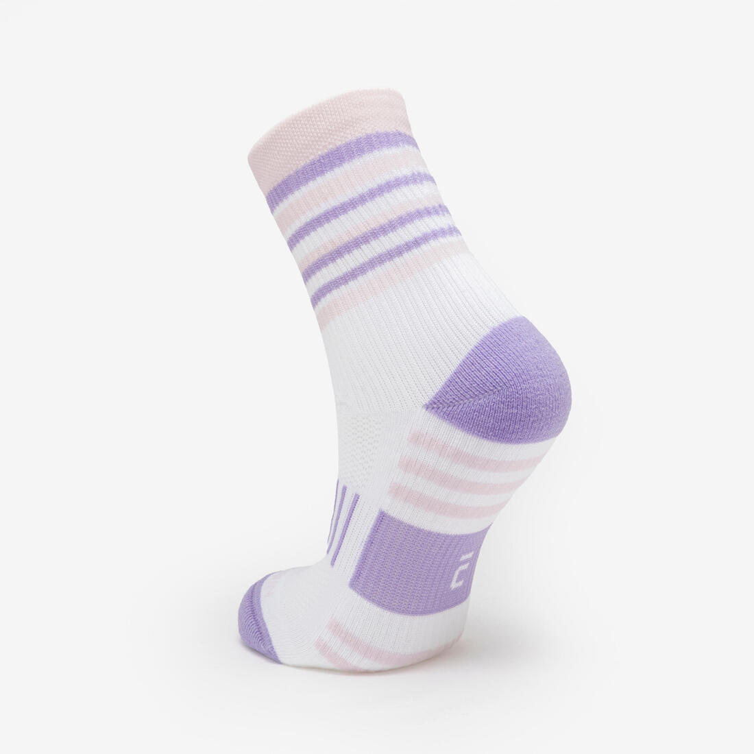 Lotx2 de chaussettes running confort enfant - kiprun 500 mid mauve et rayé