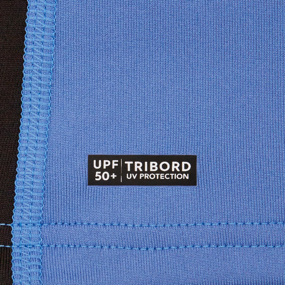 Top anti uv surf manches courtes garçon, 500 bleu et