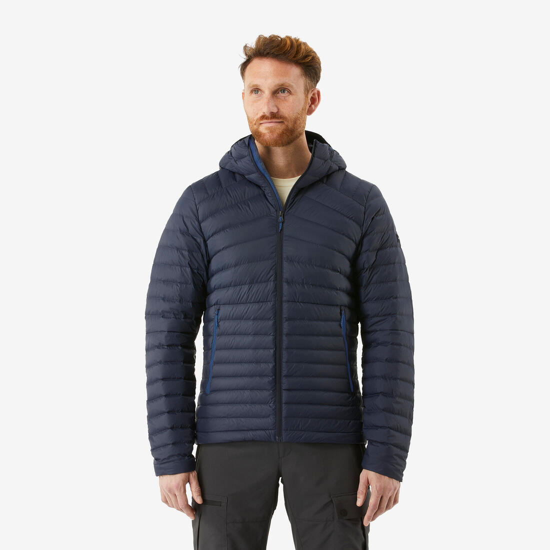 Doudoune à capuche de randonnée -5°C homme, MT100 – bleu noir